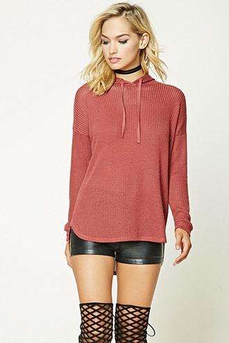 Forever21 Women's  Open-knit Hooded Sweater
