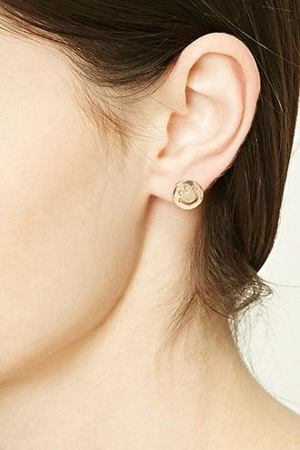 Forever21 Happy Face Stud Earrings