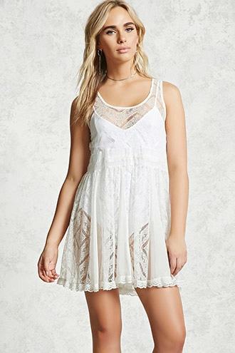 Forever21 Sheer Lace Chiffon Dress