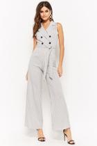 Forever21 Striped Double-breasted Jumpsuit