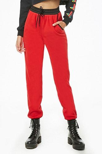 Forever21 Contrast-trim Fleece Joggers