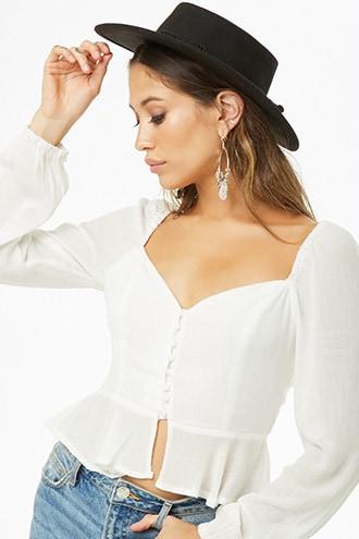 Forever21 Flounce-hem Peasant Crop Top