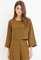 Love21 Women's  Contemporary Dolman-sleeved Crop Top (olive)