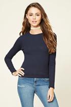 Forever21 Women's  Navy Ribbed Cutout Top