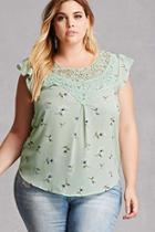 Forever21 Plus Size Crochet Floral Top
