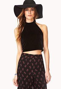 Forever21 Luxe Velveteen Halter Crop Top