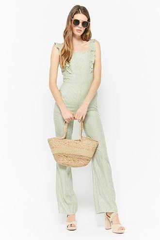 Forever21 Pinstripe Ruffle Jumpsuit