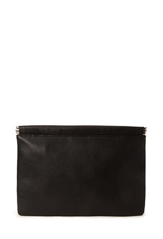 Forever21 Pebbled Faux Leather Clutch Black One Size