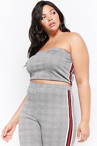 Forever21 Plus Size Glen Plaid Tube Top & Pants Set