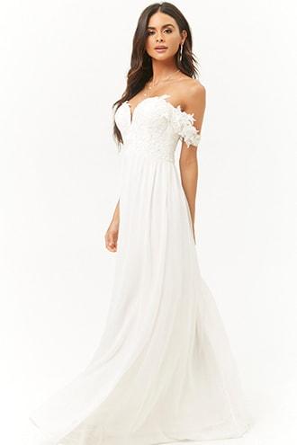 Forever21 Soieblu Beaded Lace-bodice Gown