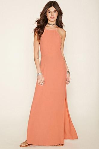 Forever21 Women's  Peach Strappy-back Cami Maxi Dress