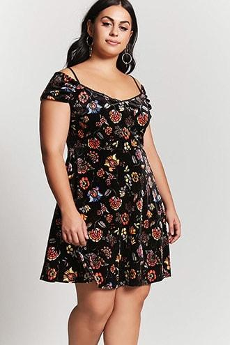 Forever21 Plus Size Velvet Floral Dress
