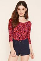 Forever21 Women's  Purple & Pink Animal Print Top