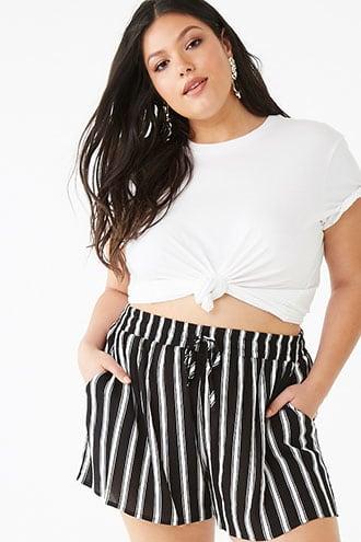 Forever21 Plus Size Striped Drawstring Shorts