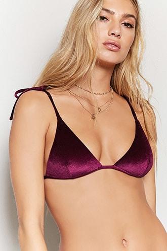 Forever21 Velvet Triangle Bikini Top