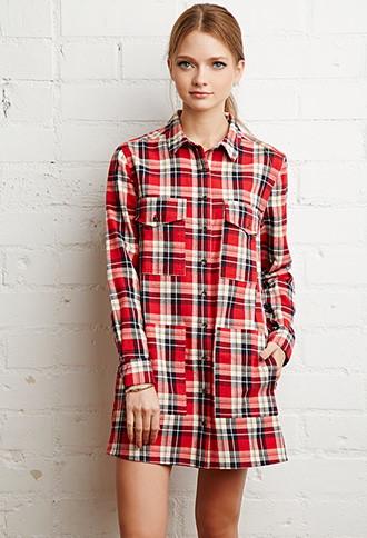 Forever21 Tartan Plaid Shirt Dress