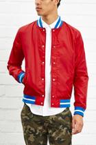 21 Men Men's  Red & Blue Varsity Striped Windbreaker