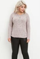 Forever21 Plus Women's  Ribbed Knit Marled Top