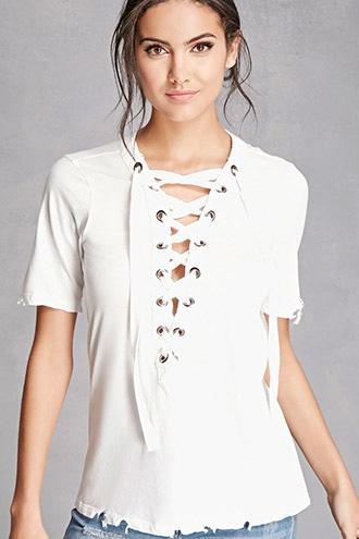 Forever21 Kikiriki Lace-up Tee