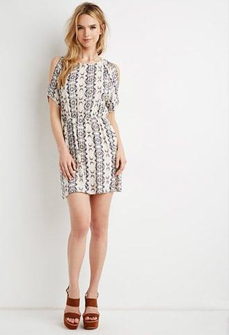 Forever21 Southwestern Print Cutout-shoulder Dress