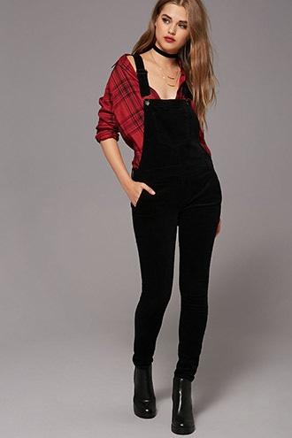 Forever21 Women's Skinny Corduroy Overalls