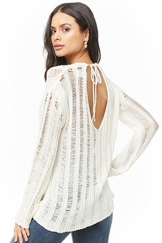 Forever21 Distressed Ribbed Cutout Sweater