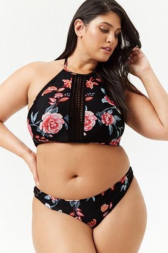 Forever21 Plus Size Floral Geocutout Bikini Bottoms