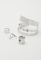 Forever21 Cutout Cuff And Ring Set (silver)