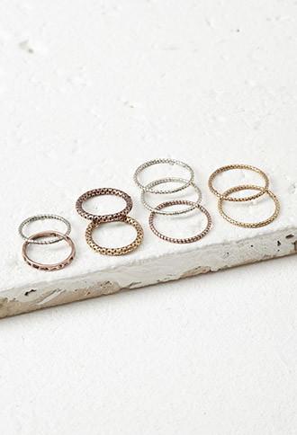 Forever21 Etched Midi Ring Set (b.silver)