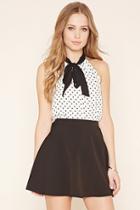 Forever21 Women's  Dotted Tie-neck Top