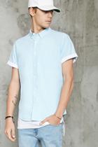 21 Men Men's  Slim-fit Contrast-cuff Shirt
