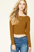 Forever21 Women's  Sunset Gold Scoop-neck Crop Top