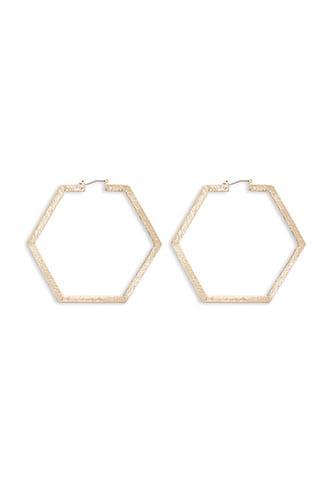 Forever21 Multicolor Rhinestone Hexagon Hoop Earrings
