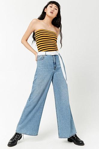 Forever21 Striped Nowhere Graphic Tube Top
