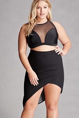 Forever21 Plus Size High-low Denim Skirt