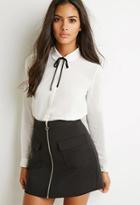 Forever21 Tie-neck Boxy Shirt