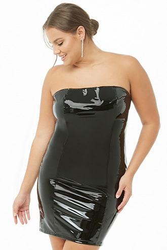 Forever21 Plus Size Faux Patent Leather Tube Dress