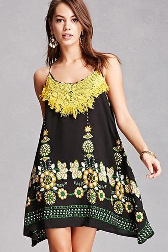 Forever21 Velzera Fringed Floral Cami Dress