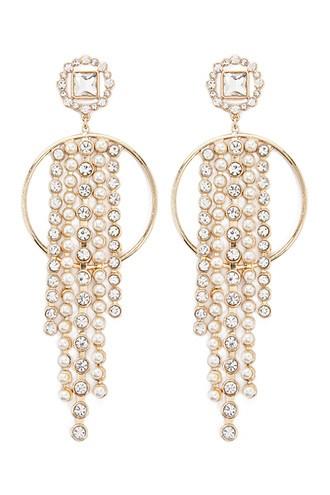 Forever21 Rhinestone & Faux Pearl Drop Earrings