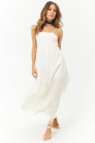 Forever21 Anm Metallic Striped Ruffle-trim Maxi Dress