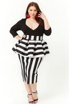 Forever21 Plus Size Striped Scuba Knit Peplum Midi Skirt