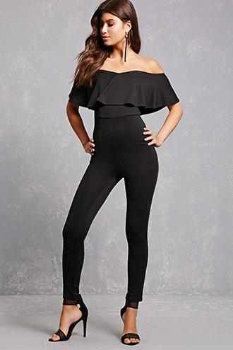 Forever21 Off-the-shoulder Ruffle Jumpsuit