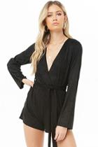 Forever21 Faux Suede Belted Surplice Romper