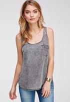 Forever21 Contemporary Life In Progress Chambray Pocket Tank