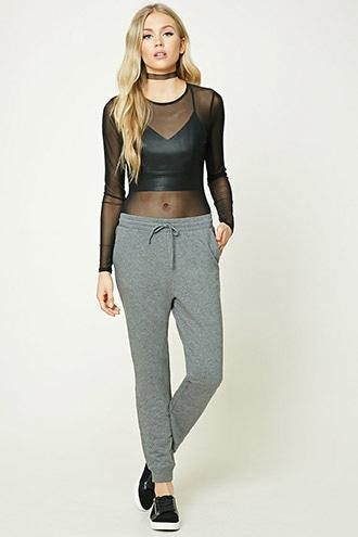 Forever21 Women's  Charcoal Fleece Drawstring Sweatpants