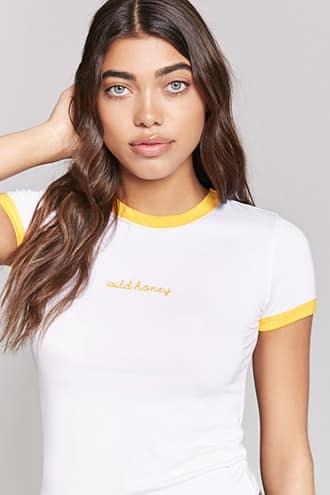 Forever21 Wild Honey Graphic Ringer Tee