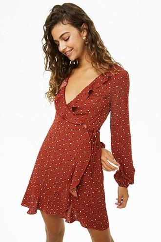 Forever21 Polka Dot Mini Wrap Dress