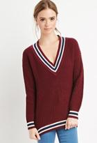Forever21 Varsity-striped Waffle Knit Sweater