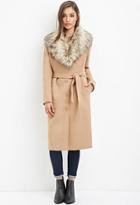 Forever21 Women's  Faux Fur-trimmed Duster Coat