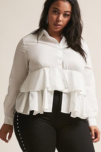 Forever21 Plus Size Shirred Poplin Shirt